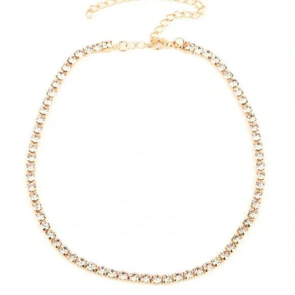 Elegant Gold Rhinestone Choker - Picture 2 of 5